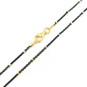 Sterling Silver Oxidized Satellite Chain with Gold Cubes